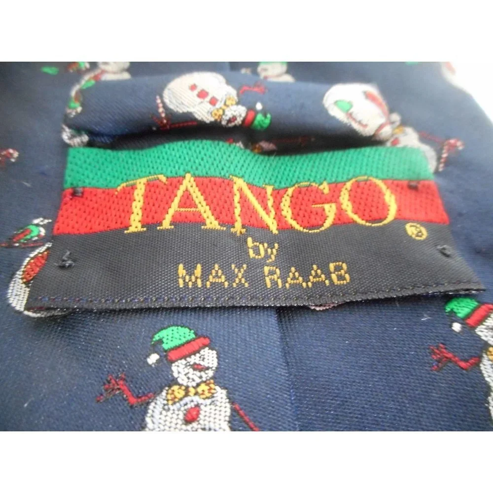 Silk Snowman Tie Blue necktie winter or Holiday